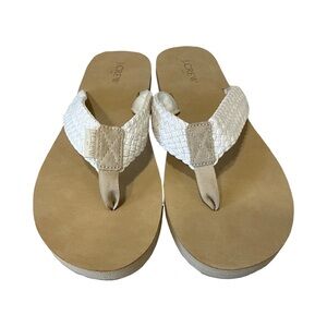 J. Crew White Braided Strap Flip Flop
